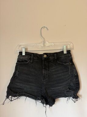 Black Distressed High-Rise Women's Denim Shorts